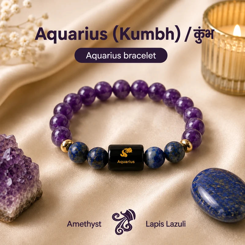 ♈ Zodiac Sign Bracelet – All 12 Signs ✨ Energized Gemstone Bracelet | Authentic & Lab Certified