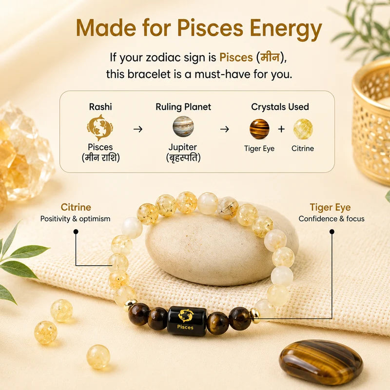 ♈ Zodiac Sign Bracelet – All 12 Signs ✨ Energized Gemstone Bracelet | Authentic & Lab Certified